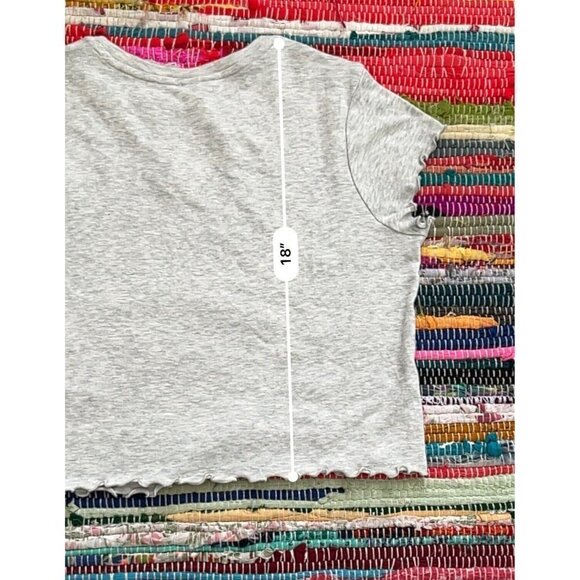 NWT BP crop top LARGE lettuce trim short sleeve tee shirt Gray - Picture 5 of 6